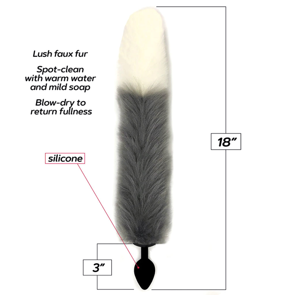 Foxy Silicone Butt Plug with measurements.